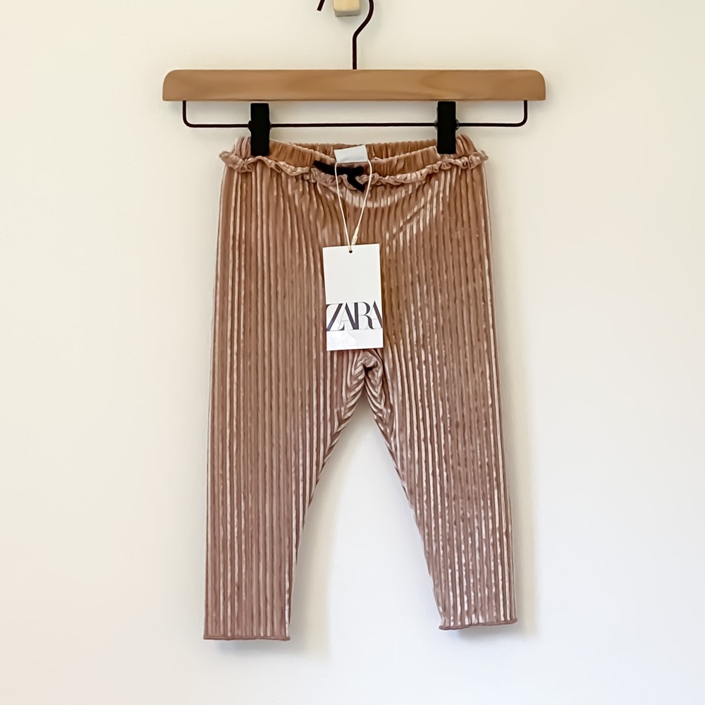 NWT Zara Baby Girl Pleated Velvet Legging